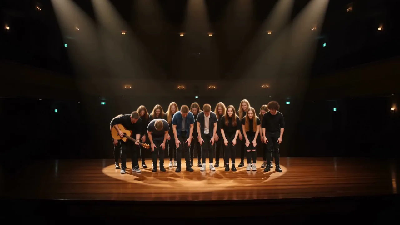 A modest bow under warm stage lights at the Verandah Theatre